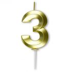 Numeral golden diamond candle 3 