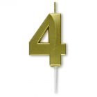 Numeral golden diamond candle 4 