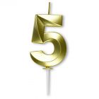 Numeral golden diamond candle 5 