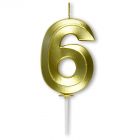 Numeral golden diamond candle 6 