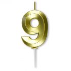 Numeral golden diamond candle 9 