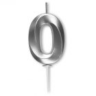 Numeral silver diamond candle 0 
