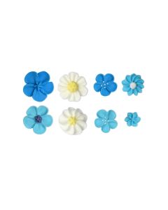 Fiori in zucchero - Forme assortite colori azzurro bianco e blu