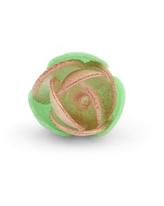 Fiori in cialda - Bocciolino bianco glitterato oro con foglie