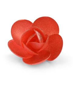 Fiori in cialda - Rosa Linda rossa glitterata rossa